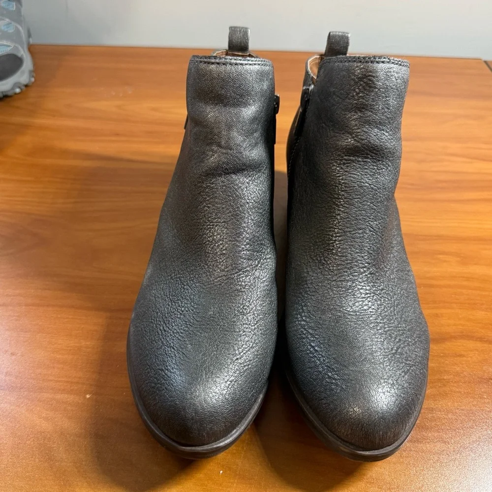 Lucky Brand Basel Bootie Size Zip‎ Ankle Pewter Grey Casual Neutral W9.5
